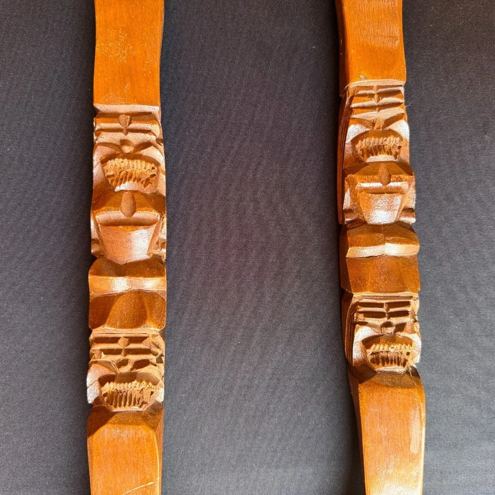 VTG Extra Large Wood Fork Spoon Carved Tiki Totem Mid Century Decor Kitchen 22